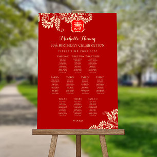 Chinese Longevity Birthday Seating Chart Foam Board