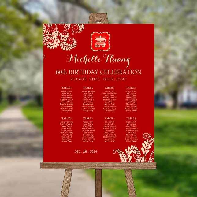 Chinese Longevity Birthday Seating Chart Foam Board (Creator Uploaded)