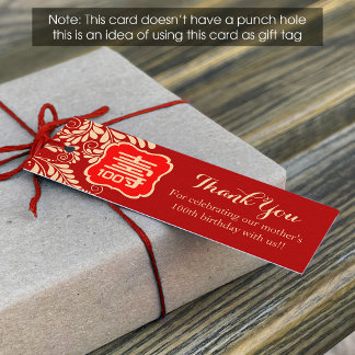 Chinese "Longevity" Birthday Tag (1x3 inch)