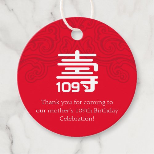 Chinese Longevity Birthday Tag for 100 and up
