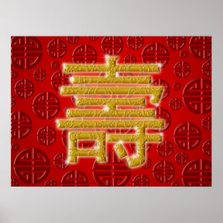 Chinese Longevity Character Happy Birthday Poster