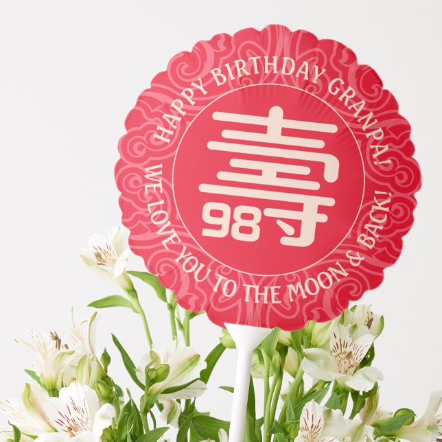 Chinese Longevity (Shou) Birthday (99 & Younger) Balloon (Creator Uploaded)