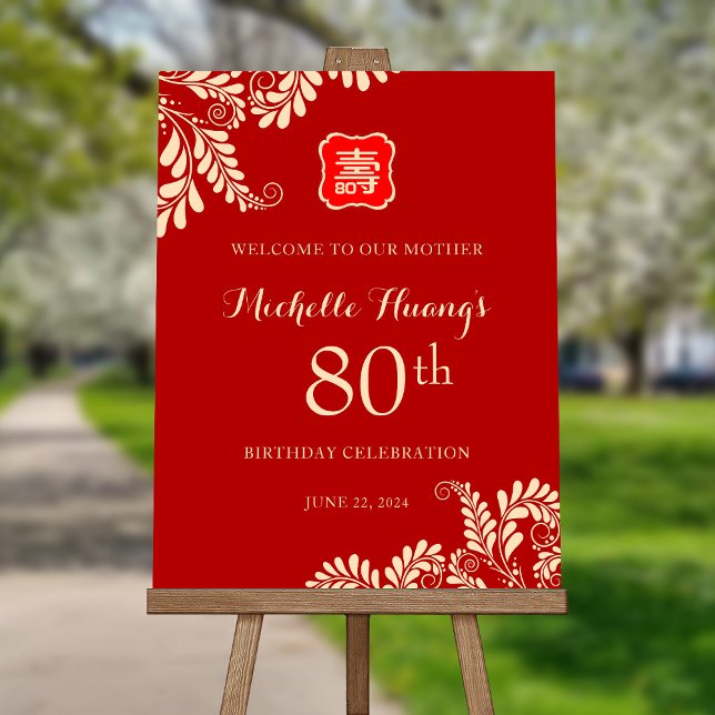 Chinese Longevity (Shou) Birthday Welcome Sign (Creator Uploaded)