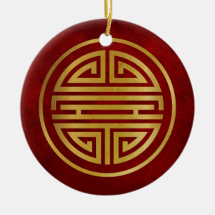 Chinese Longevity Symbol Ceramic Ornament