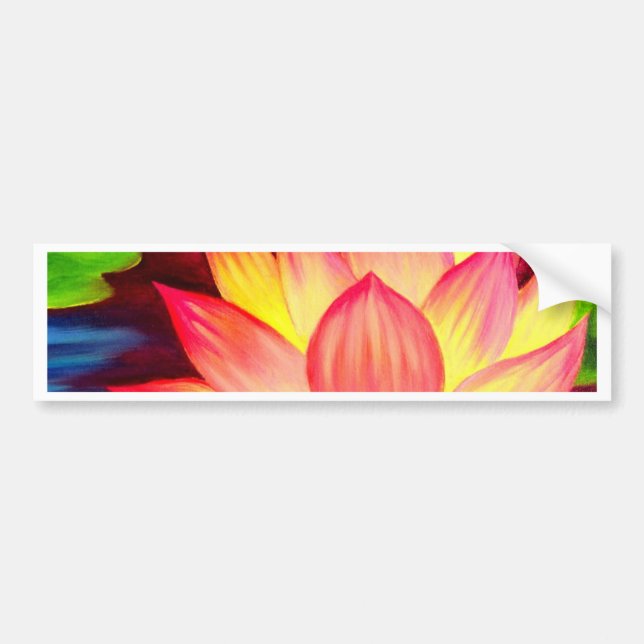 Chinese Lotus Water Lily Flower Art - Multi Bumper Sticker (Front)