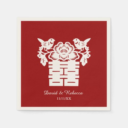 Chinese Love Birds Double Happiness Symbol Napkins