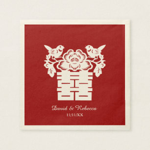 Chinese Love Birds Double Happiness Symbol Napkins