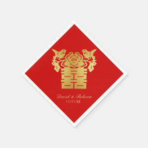 Chinese Love Birds Double Happiness Symbol Paper Napkins
