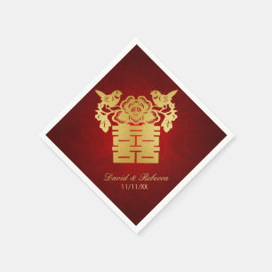 Chinese Love Birds Double Happiness Symbol Paper Napkins