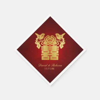Chinese Love Birds Double Happiness Symbol Paper Napkins by weddingsNthings at Zazzle
