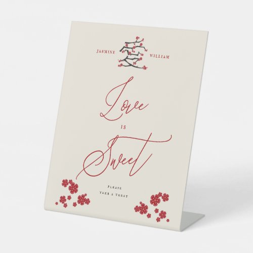 Chinese Love Red Cherry Blossoms Love Is Sweet Pedestal Sign