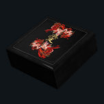 Chinese love symbol on red fractal gift box<br><div class="desc">Chinese elegant chic romantic love symbol in gold lettering with a modern bright red fractal pattern  background on a black background.</div>