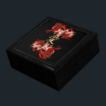 Chinese love symbol on red fractal gift box<br><div class="desc">Chinese elegant chic romantic love symbol in gold lettering with a modern bright red fractal pattern  background on a black background.</div>
