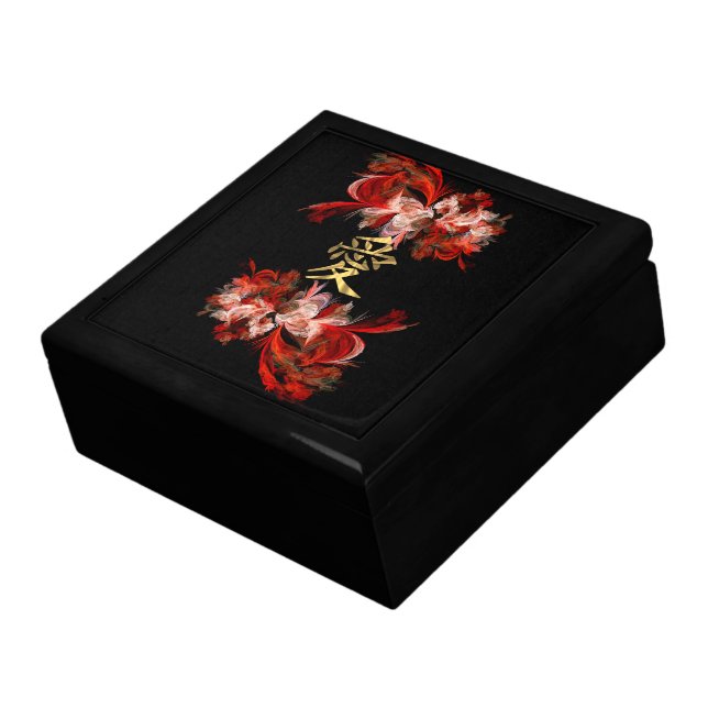 Chinese love symbol on red fractal gift box (Side)
