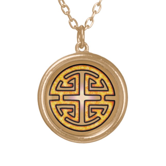 Chinese Lu Symbol Gold Plated Necklace (Front)