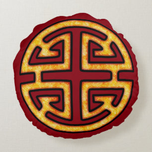 Chinese Lu Symbol Round Pillow