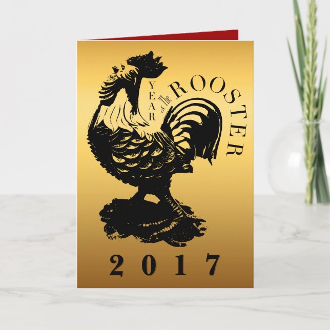 Chinese Luck Rooster custom Year Zodiac Birthday C Holiday Card (Front)