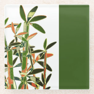 Chinese Lucky Bamboo Plants. Modern art Glass Coaster
