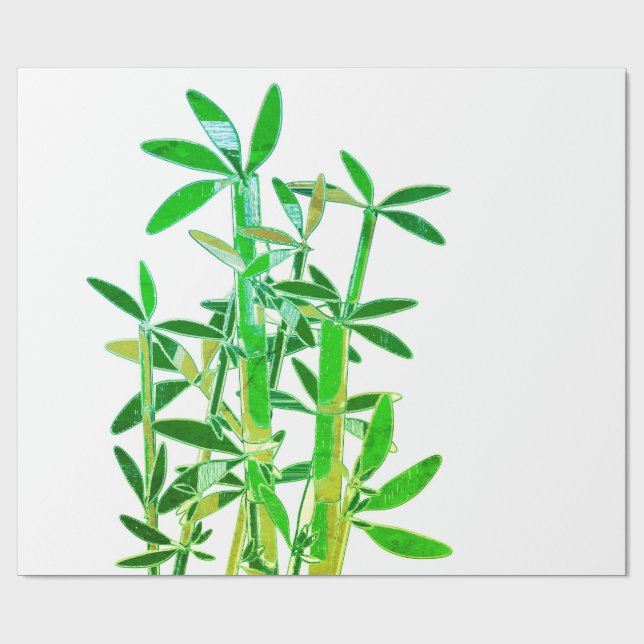 Chinese Lucky Bamboo Plants. Modern art Wrapping Paper (Flat)