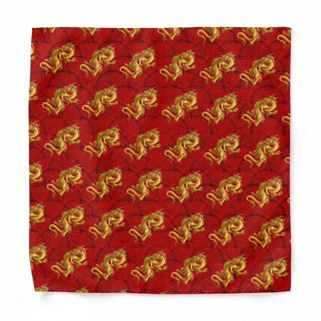 Chinese Lucky Gold Dragon Bandana (Front)
