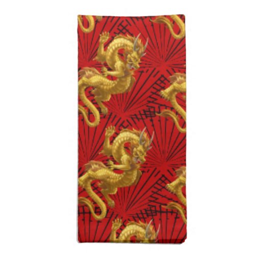 Chinese Lucky Gold Dragon Cloth Napkins