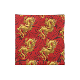 Chinese Lucky Gold Dragon Cloth Napkins