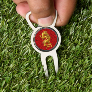 Chinese Lucky Gold Dragon Divot Tool