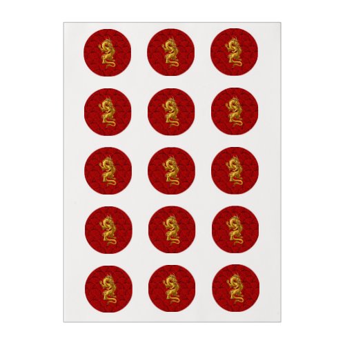 Chinese Lucky Gold Dragon Edible Frosting Rounds