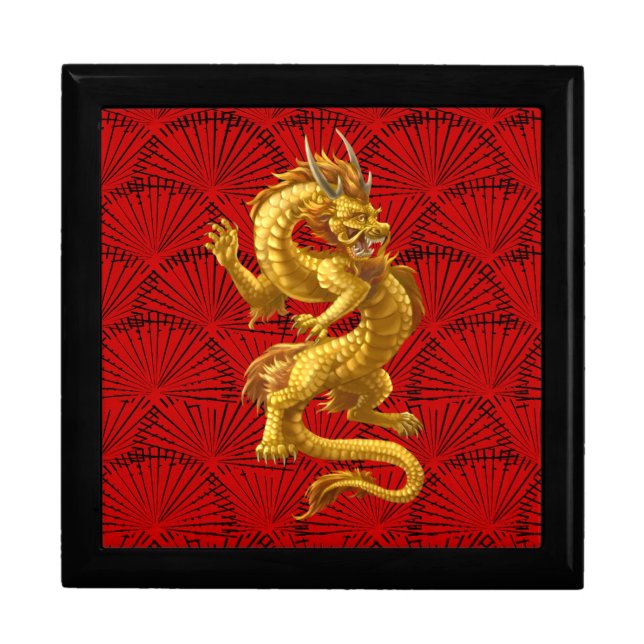 Chinese Lucky Gold Dragon Gift Box (Front)