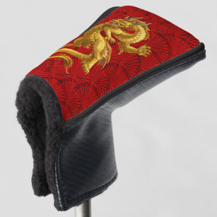Chinese Lucky Gold Dragon Golf Putter Cover