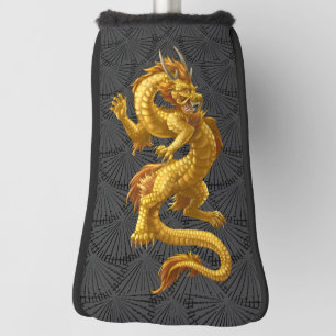 Chinese Lucky Gold Dragon Golf Putter Cover