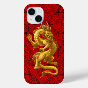 Chinese Lucky Gold Dragon iPhone 15 Phone Case