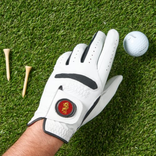 Chinese Lucky Gold Dragon Left Golf Glove