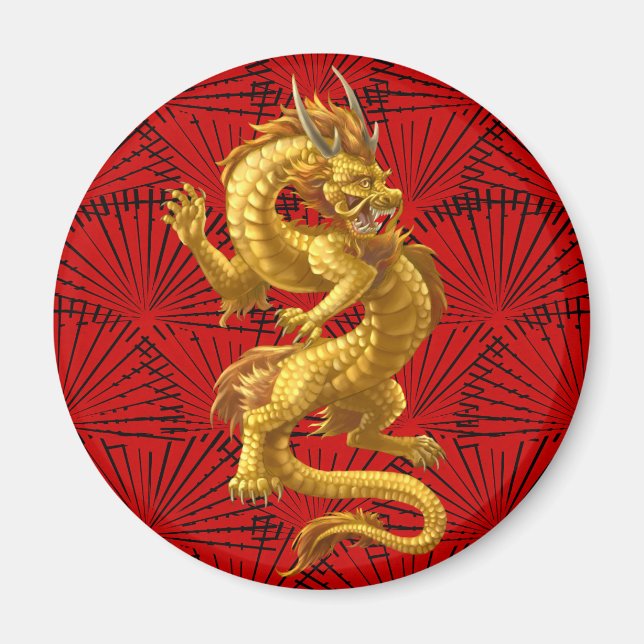 Chinese Lucky Gold Dragon Magnet (Front)