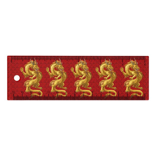 Chinese Lucky Gold Dragon Ruler (Front)