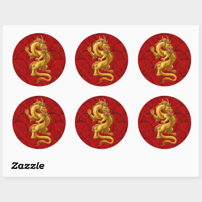 Chinese Lucky Gold Dragon Stickers (Sheet)