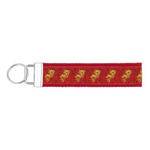 Chinese Lucky Gold Dragon Wrist Keychain
