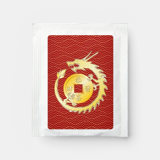 Chinese Lunar New Year 2024 Wood Dragon Tea Bag Drink Mix (Front)