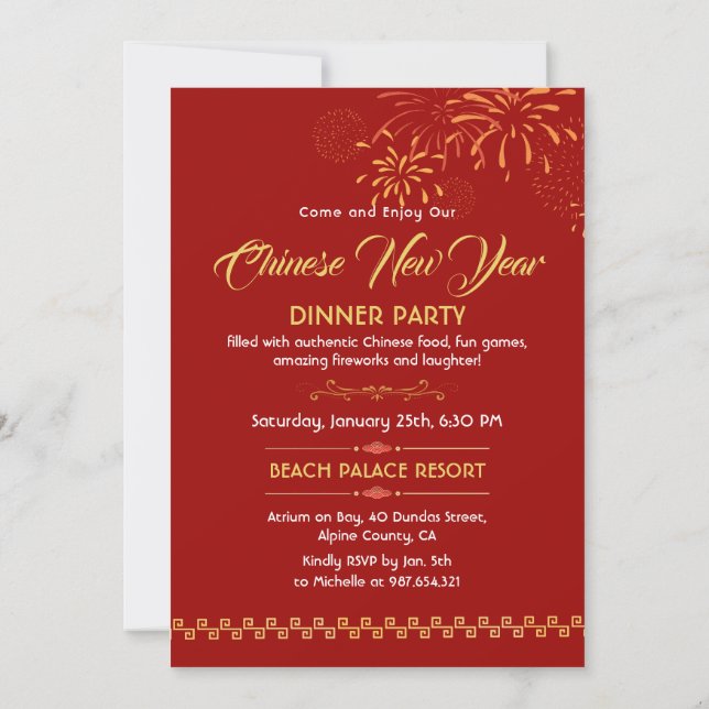 Chinese Lunar New Year 2026 Horse Year Party  Invitation (Back)