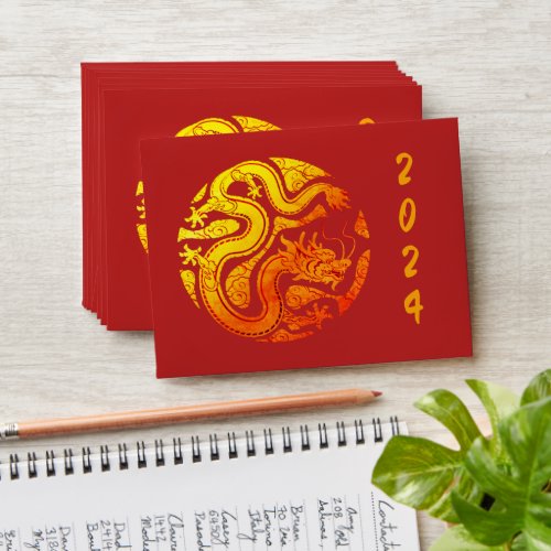 Chinese Lunar New Year 24 Gold DRAGON Burgundy Red Envelope