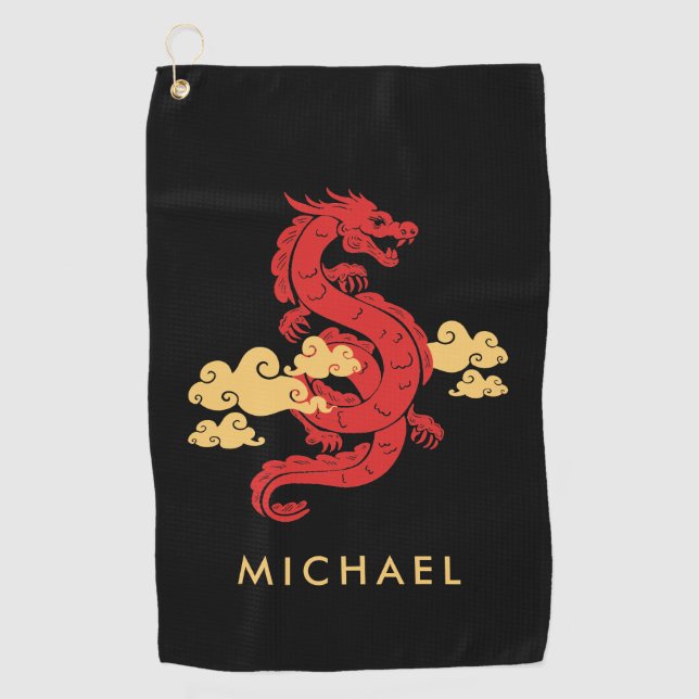 Chinese Lunar New Year Dragon 2024 Personalized Golf Towel (Front)