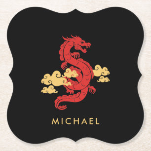 Chinese Lunar New Year Dragon 2024 Personalized Paper Coaster