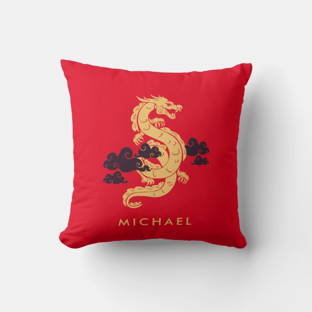 Chinese Lunar New Year Dragon 2024 Personalized Throw Pillow (Front)