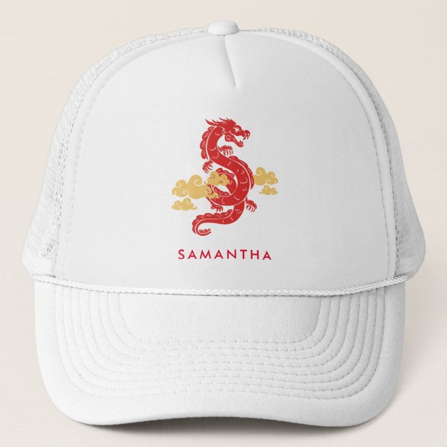 Chinese Lunar New Year Dragon 2024 Personalized Trucker Hat (Front)