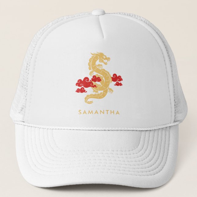 Chinese Lunar New Year Dragon 2024 Personalized Trucker Hat (Front)