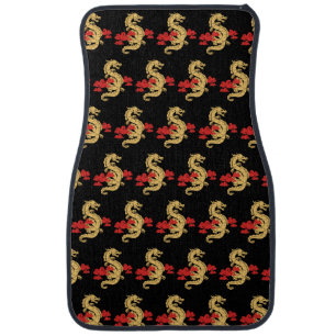 Chinese Lunar New Year Dragon Pattern Red Car Floor Mat