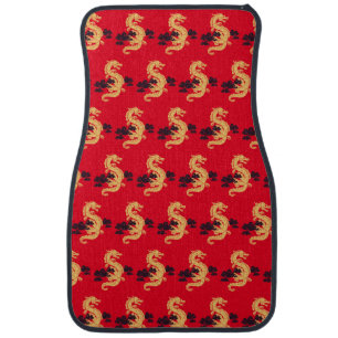 Chinese Lunar New Year Dragon Pattern Red Car Floor Mat