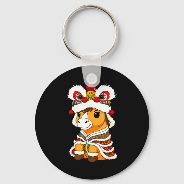 Chinese Lunar New Year Lion Dance Cute Horse China Keychain (Front)