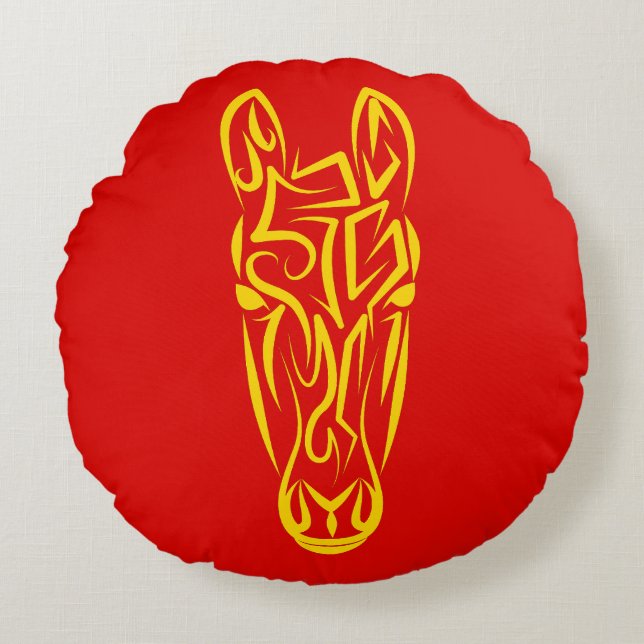Chinese Lunar New Year of the Horse 2026 4724 Fire Round Pillow (Front)