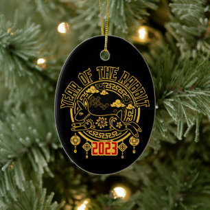 Chinese Lunar New Year of the Rabbit Ceramic Ornament